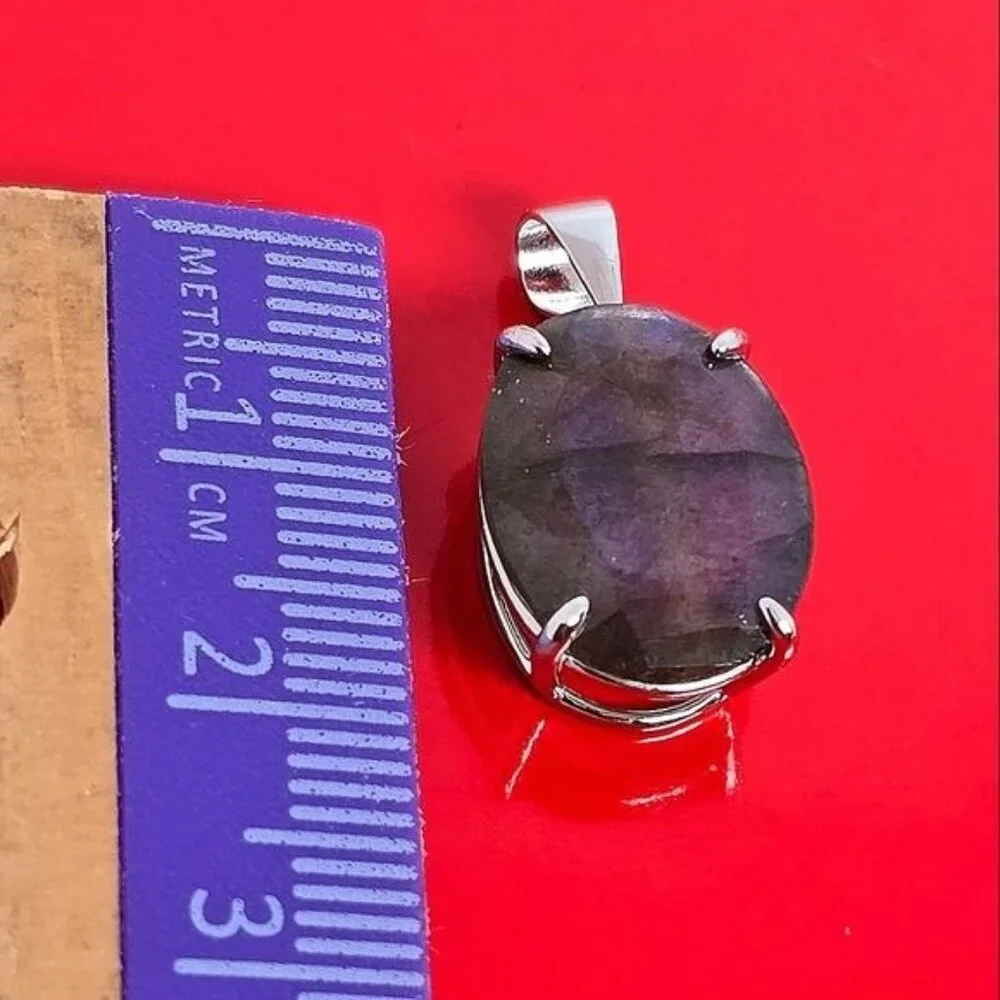 Natural Labradorite 925 Sterling Silver Pendant - Picture 7 of 8